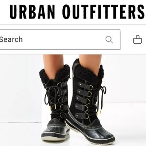 Sorel Joan of Arctic Black Shearling Lining Size 7